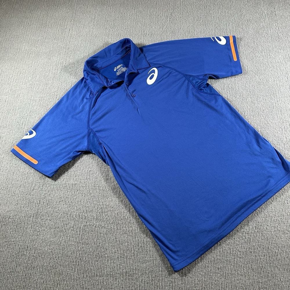 Asics Shirt Mens‎ Size Small S Blue Polo Short Sleeve Polyester